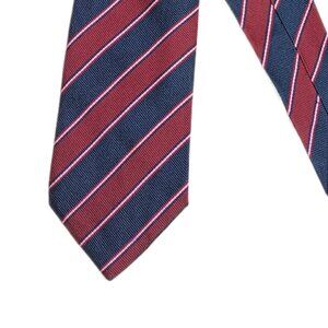 Paul Stuart Silk Repp Tie Men’s Long 62” Burgundy Navy Designer Classic New